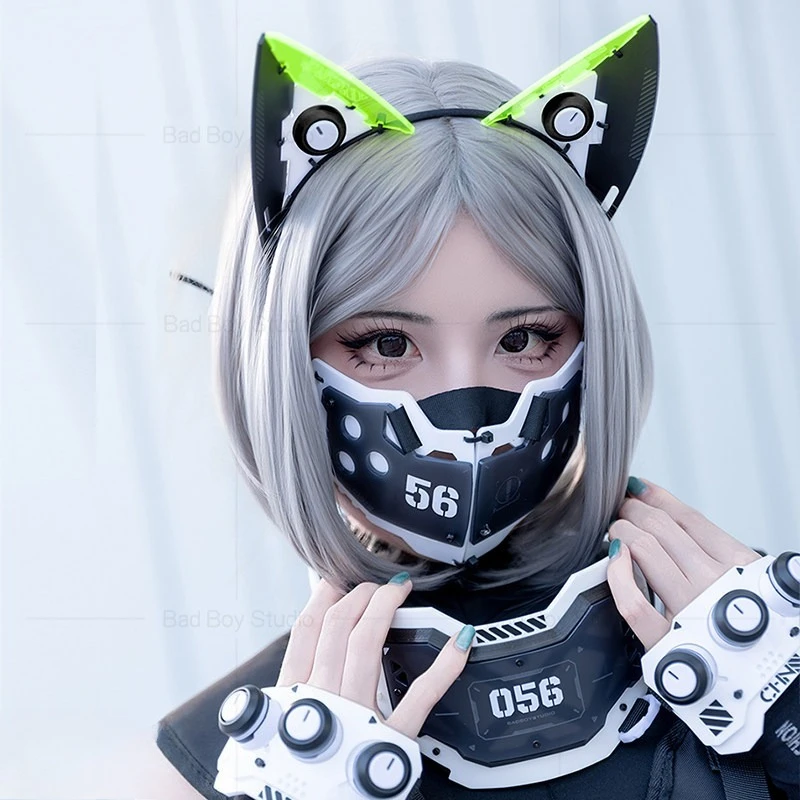 mascara-cyberpunk-con-orejas-de-gato-diadema-anillo-para-el-cuello-armadura-para-manos-estilo-tactico-sentido-de-la-ciencia-ficcion-cosplay
