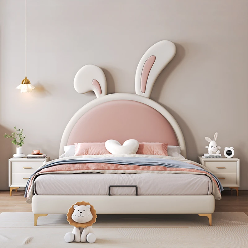 Girl Princess Children Bed Simple Modern Leather Comferter Bed Light Luxury Cama Infantil Bedroom Set Furniture