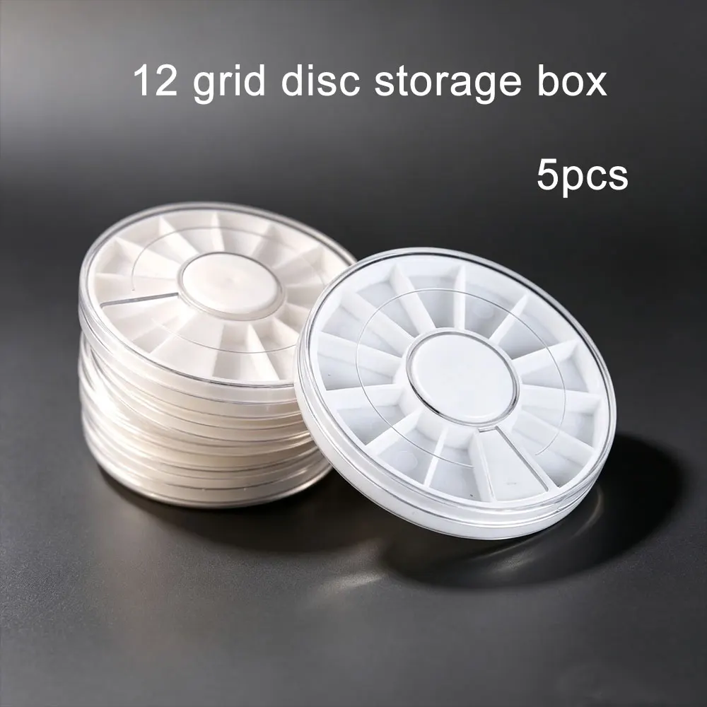 5Pcs 12 Grids Rotatable Nail Art Storage Box With Opening Portable White Compartment Container Nail Decorations Organizer
