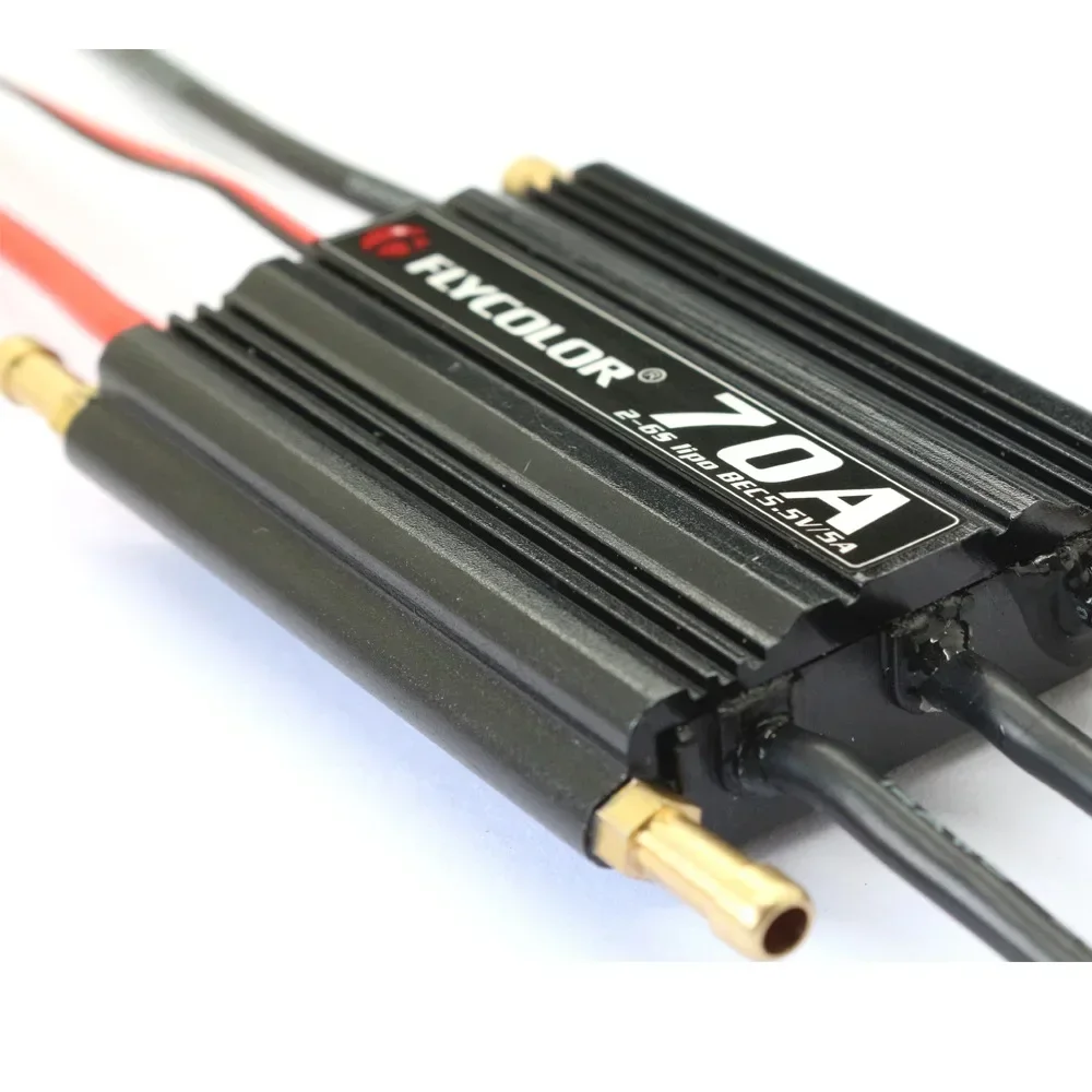 Original flycolor flymonster 70a 2-6s lipo controlador de velocidade do motor sem escova de duas vias esc com 5.5v/5a bec para modelos de barcos rc