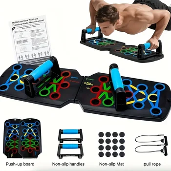 Multifunctional Push-Up Board with Color-Coded Guides - Foldable Home Gym Equipment for Chest, Arms & Core
