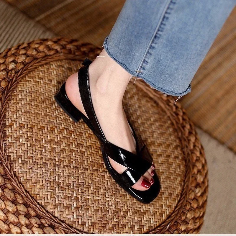 New Sandals Women Fashion Elegance Low-heel Woman Shoes  2021 Summer Open Toe Ladies Shoes Open Toe Shoes Womens Sandals