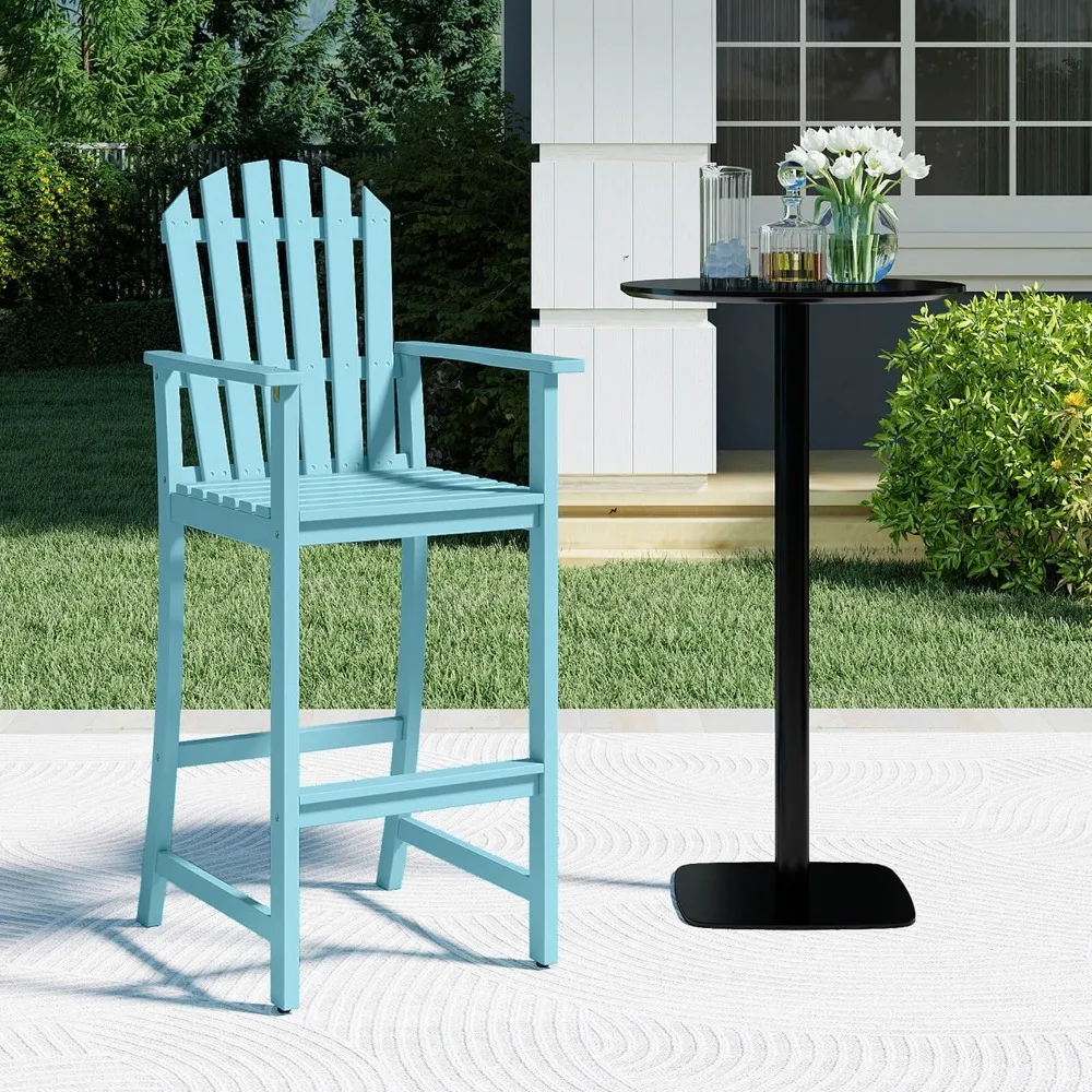 

Tall Adirondack Chair w/Back, Armrests and Footrest for Balcony, Porch, Deck