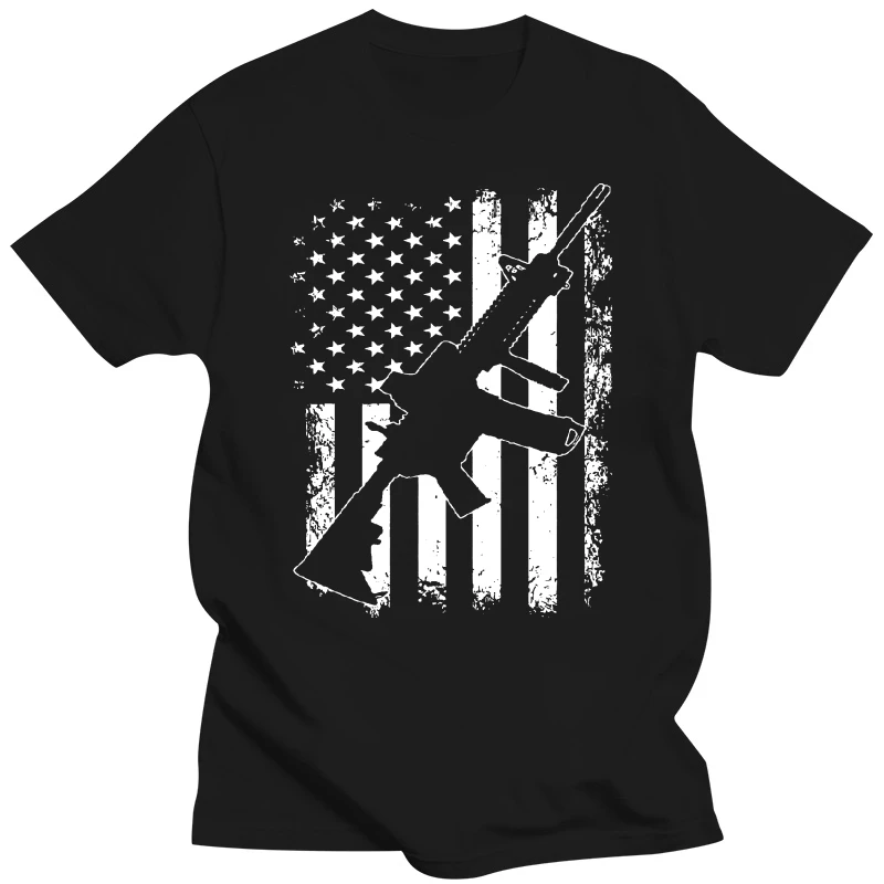 American Flag AR-15 T-Shirt 2nd Amendment Gun Rights 2A  Mens Tee Shirt  harajuku  Casual  funny t shirts