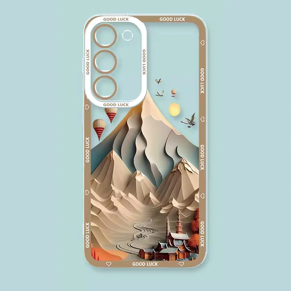 Creative Mountains Landscape Scenery Phone Case for Samsung Galaxy A55 A54 A53 A51 A70 A32 A31 A13 4G 5G Clear Cover Fundas Skin