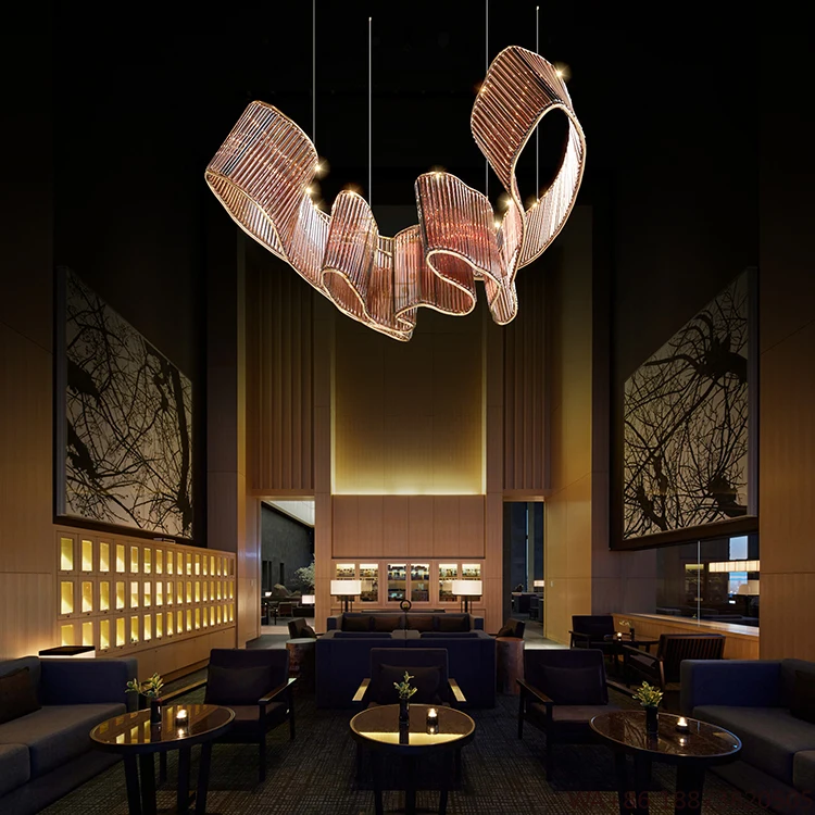 

Светодиодная люстра Элегантный дизайн Украшение для жилых помещений Лобби отеля Лестница Вилла На заказ Современный подвесной светильник