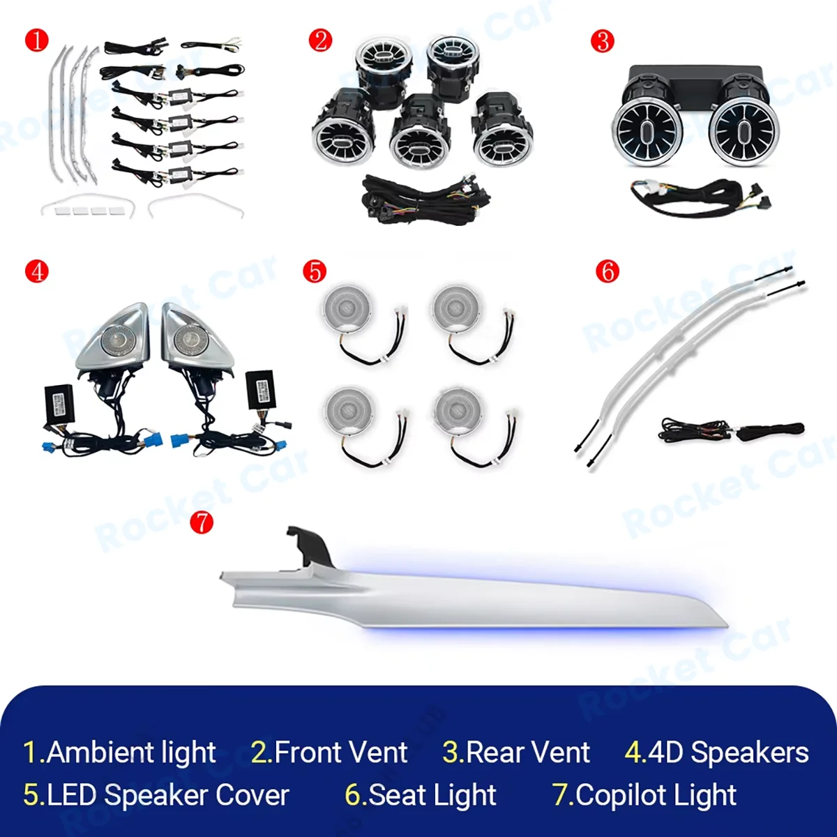 64 Kleuren Led Turbine Ventilatieopeningen Omgevingslicht Voor Mercedes Benz W 205X253 Glc Coupe C43 C 63S Auto Luidsprekerafdekking Decoratief Lampdeel
