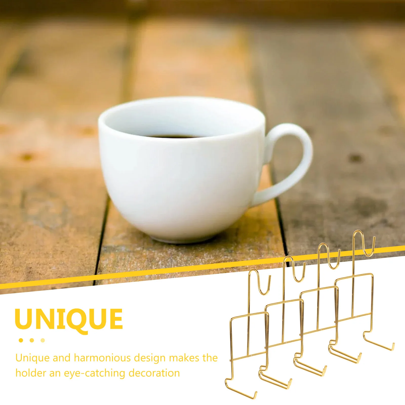 

4Pcs Coffee Cup Rack Sturdy Iron Frame Mug Display Stand Practical Kitchen Storage Organizer Cup Shelf Holder for Drying Plates