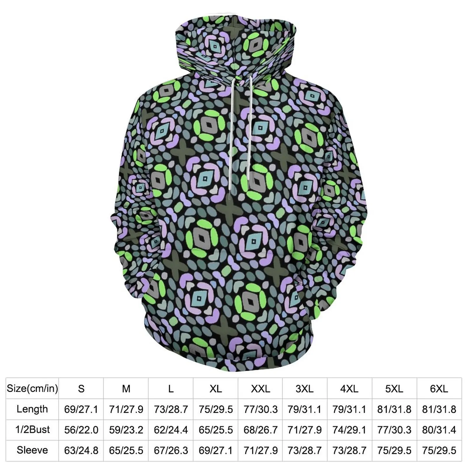 Tribal Print Art Casual Hoodies Male Blue Pink Pretty Custom Hooded Sweatshirts Autumn Long Sleeve Fashion Oversized Hoodie