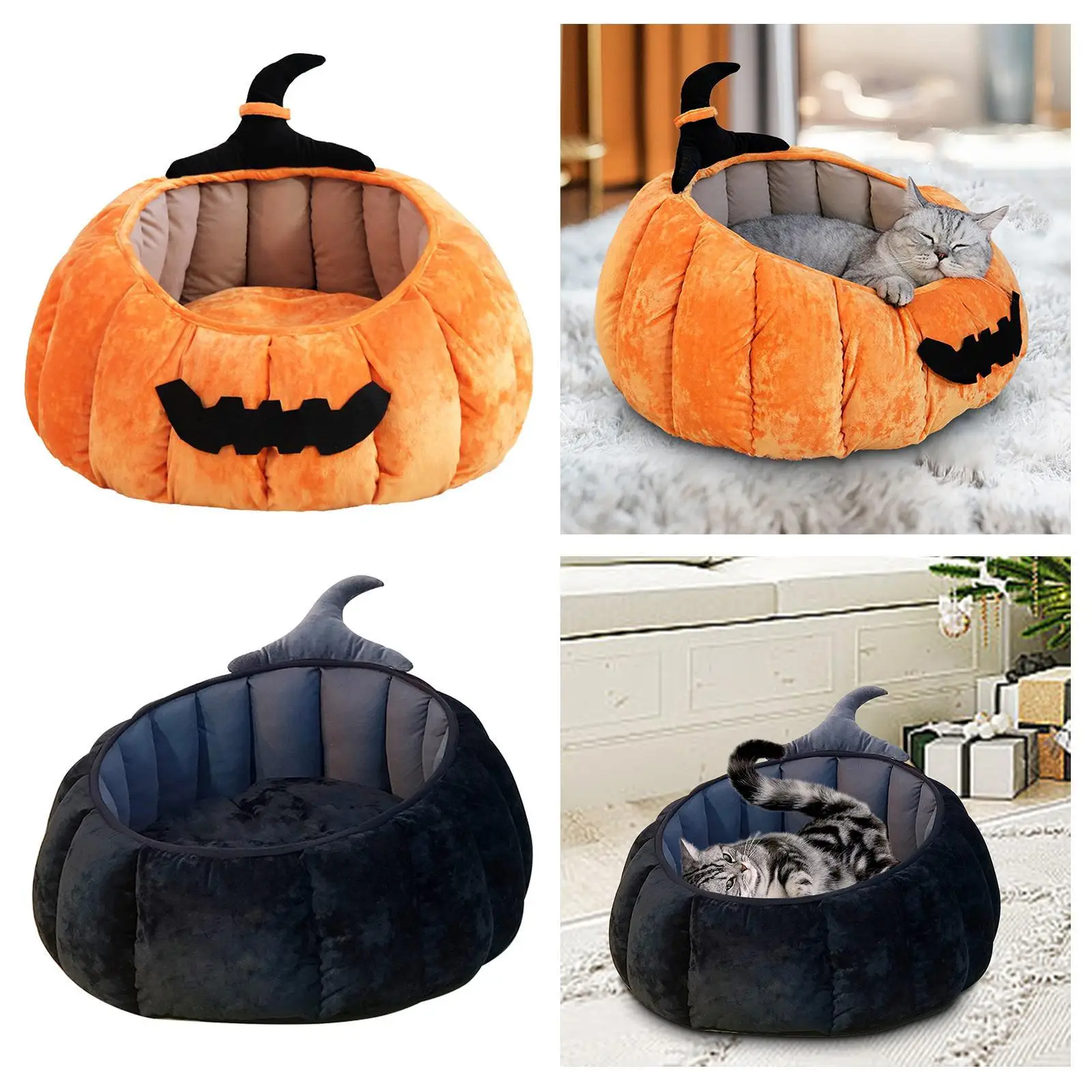 Cute Cat Bed for Indoor Cats Pumpkin Shape House Small Dog Bed Pet Sofa Bed for Dogs Pet Accessories Cats Kittens Small Medium