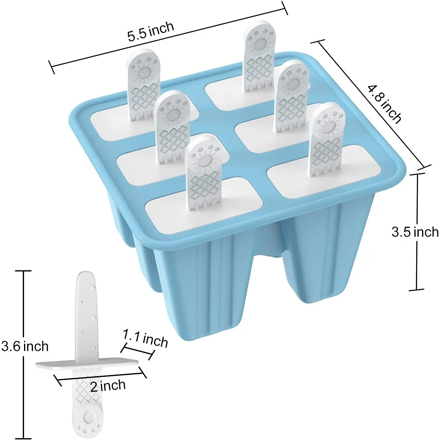 6 Cavities Ice Cream Mold Reusable Popsicle Molds Ice Pop Molds Maker Easy Release Durable Silicone Ice Cube Tray Ice Cube Maker