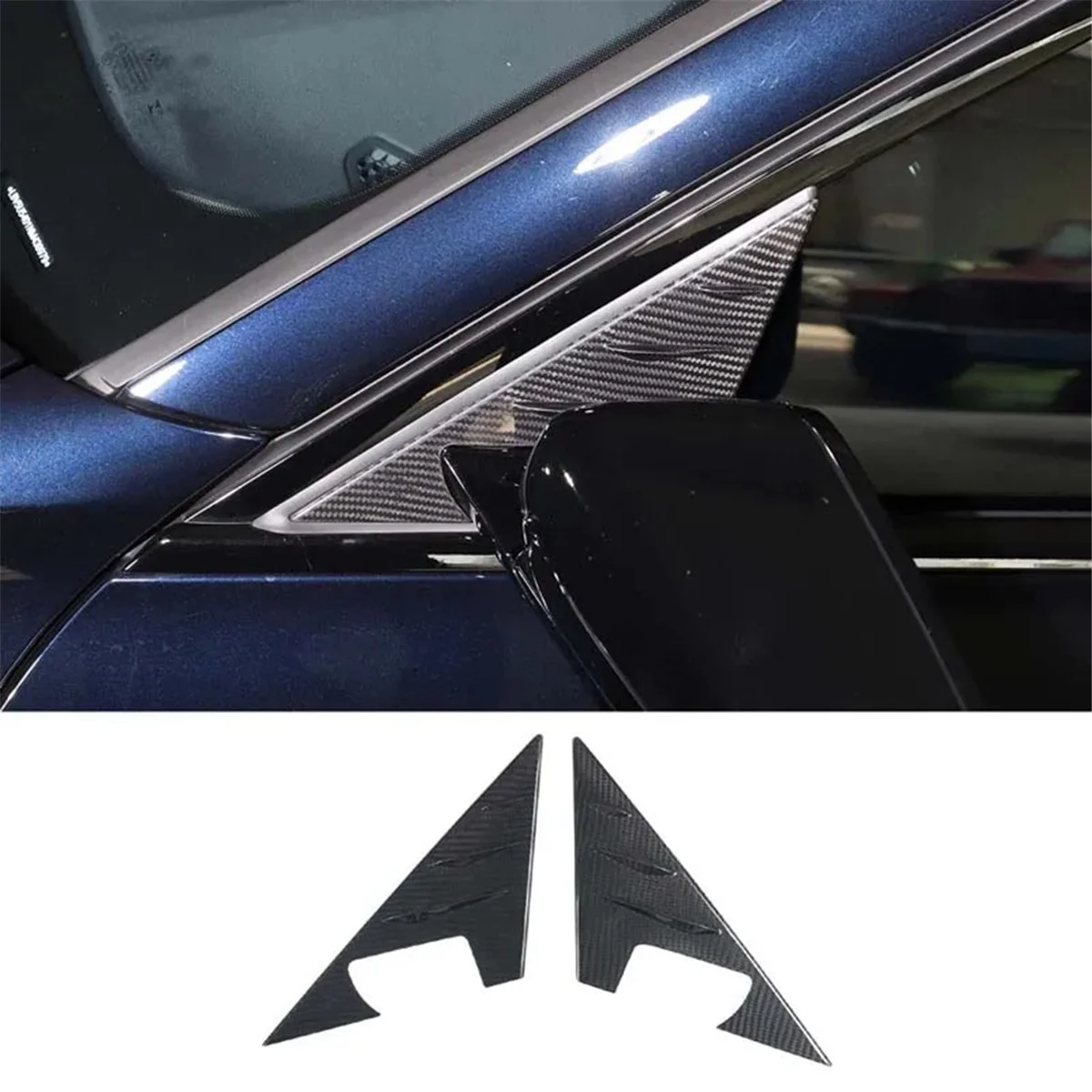 For BMW 3 Series G20 G28 2020-2023 Real Carbon Fiber A-Pillar Triangle Cover Trim Decorative Exterior