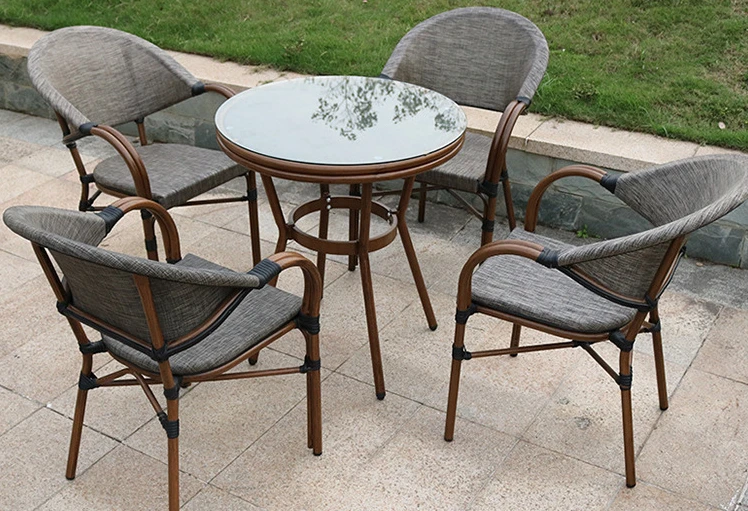 Outdoor waterproof casual rattan weaving table and chairs coffee shop rattan chair combination garden open-air table and chairs