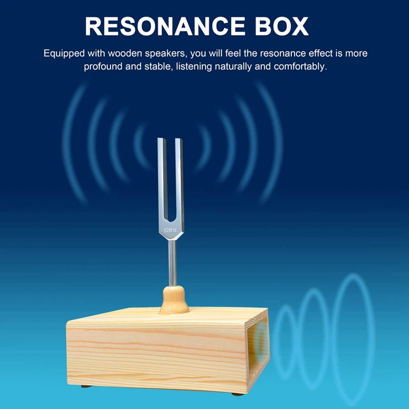 528Hz Tuning Fork With Resonance Box With Resonance Box Silver & Wood Color Perfect For SPA Aromatherapy, Resonance Teaching