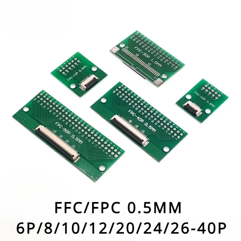 2pcs FPC FFC Cable 6 8 10 12 14 20 30 40 PIN 0.5mm pitch Connector SMT Adapter to 2.54 mm 1.0 inch pitch through hole DIP PCB