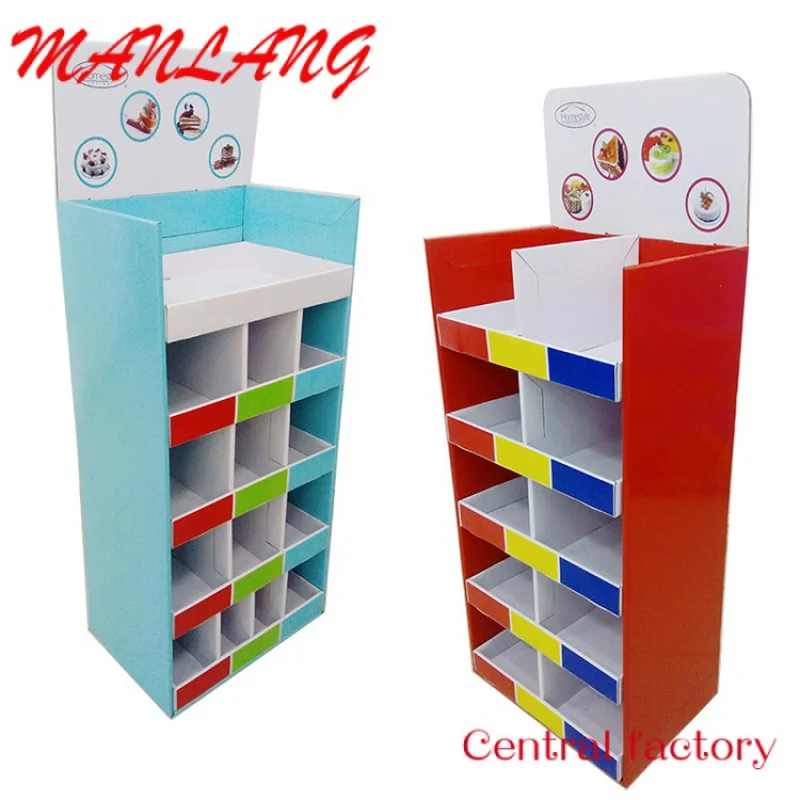 CustomCustom Retail Store Supermarket Advertising Retail Cardboard Hook Shelf Paper Floor Display Stand Shelf