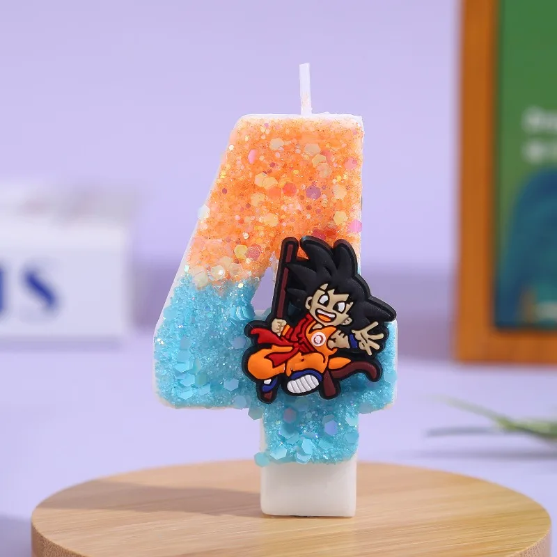 Bandai Dragon Ball Wukong Candela 3D 0-9 Numeri Personaggio dei cartoni animati Decorazioni per torte per feste Torta di compleanno Regalo decorativo