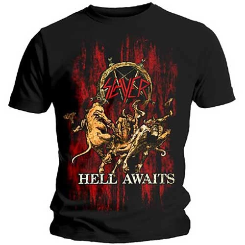 Hell Awaits Slayer Band T-Shirt Baumwolle Grafik-T-Shirt Herren Damen Sommer Streetwear