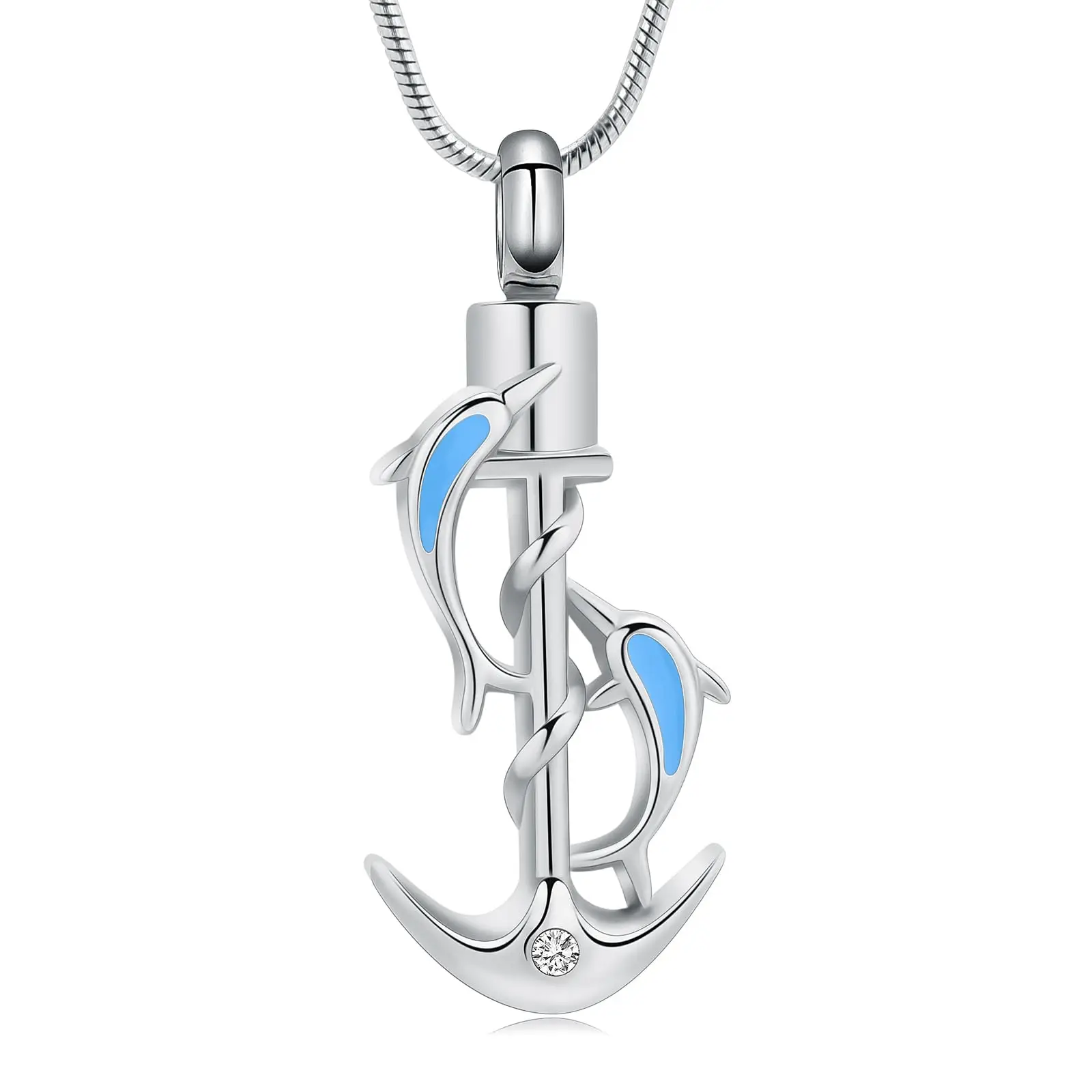 

Anchor Urn Necklace for Ashes Stainless Steel Dolphin Cremation Jewelry Keepsake Memorial Locket Pendant Gift for Men Women