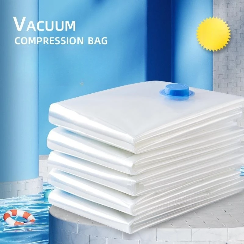 Reusable Vacuum Bag and Pump Cover for Clothes Storing Large Plastic Compression Empty Bag Travel Accessories Storage Container