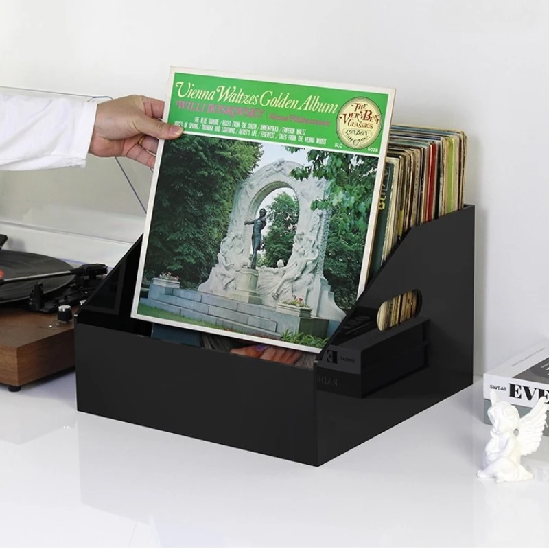 ‌Vinyl Record Storage Box, Clear Acrylic Display Stand for CDs, Creative Home Decor Shelf, Music Collectible Organizer