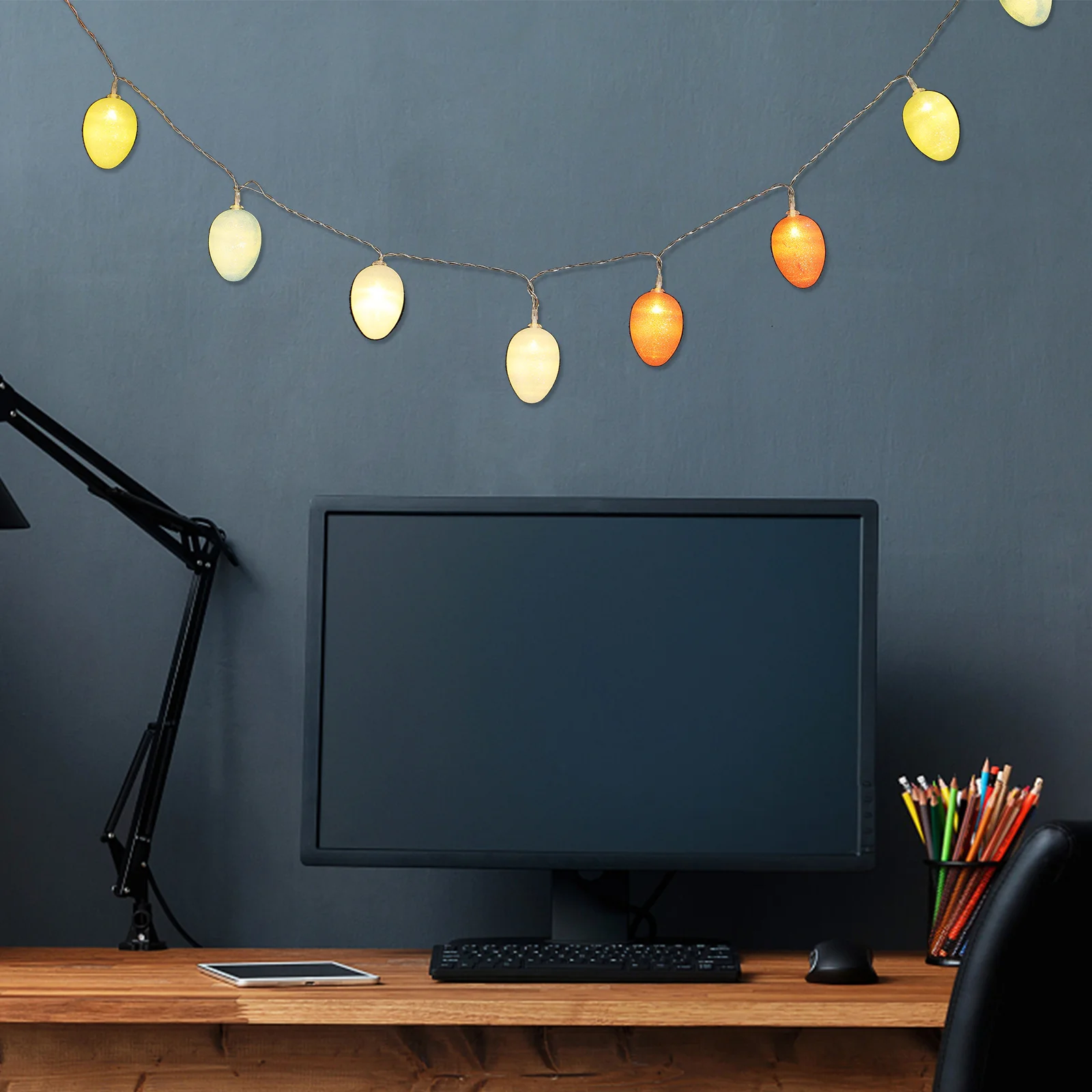 Światełka Wielkanocne w Kształcie Jajek, Ciepłe Białe Lampki LED, Wiszące Dekoracje, Akcesoria Imprezowe, Dekoracje Świąteczne DIY