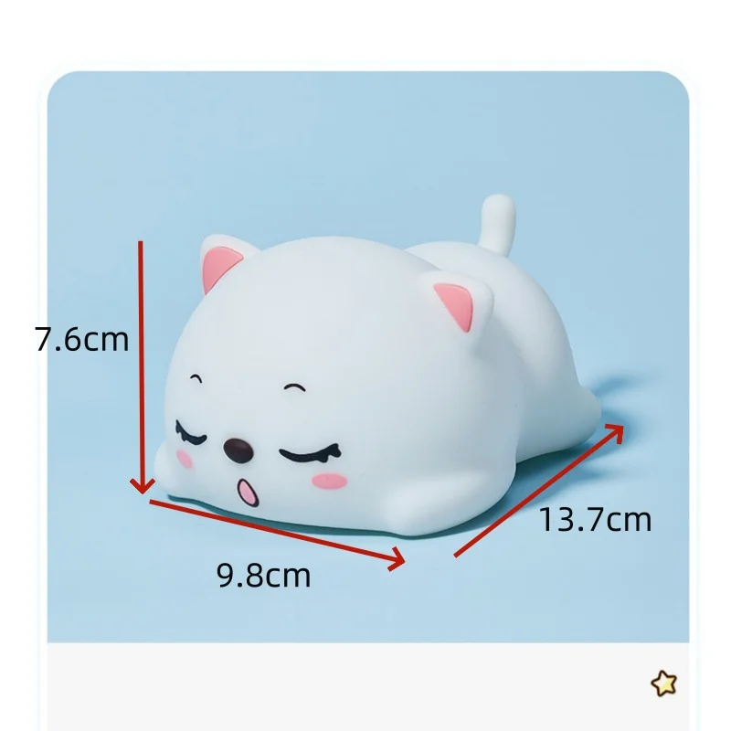 Led Nachtlampje Kitten Vorm Oplaadbare Siliconen Lamp Touch Slaapkamer Beddecoratie Kat Kids Baby Valentijnsdag Nacht Cadeau