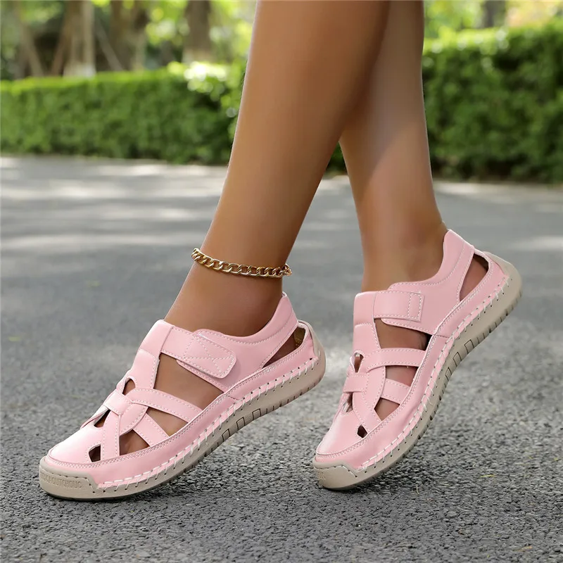 

Новые летние лоферы, женские сандалии, удобные сандалии на плоской подошве, прогулочные сандалии с закрытым носком, пляжная обувь, женская обувь