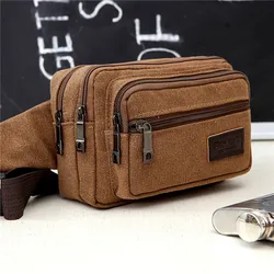 High Quality Fashion Casual Canvas Messenger Bags Waist Packs Purse Men Portable Vintage Men Waist Bags Travel Belt Wallets