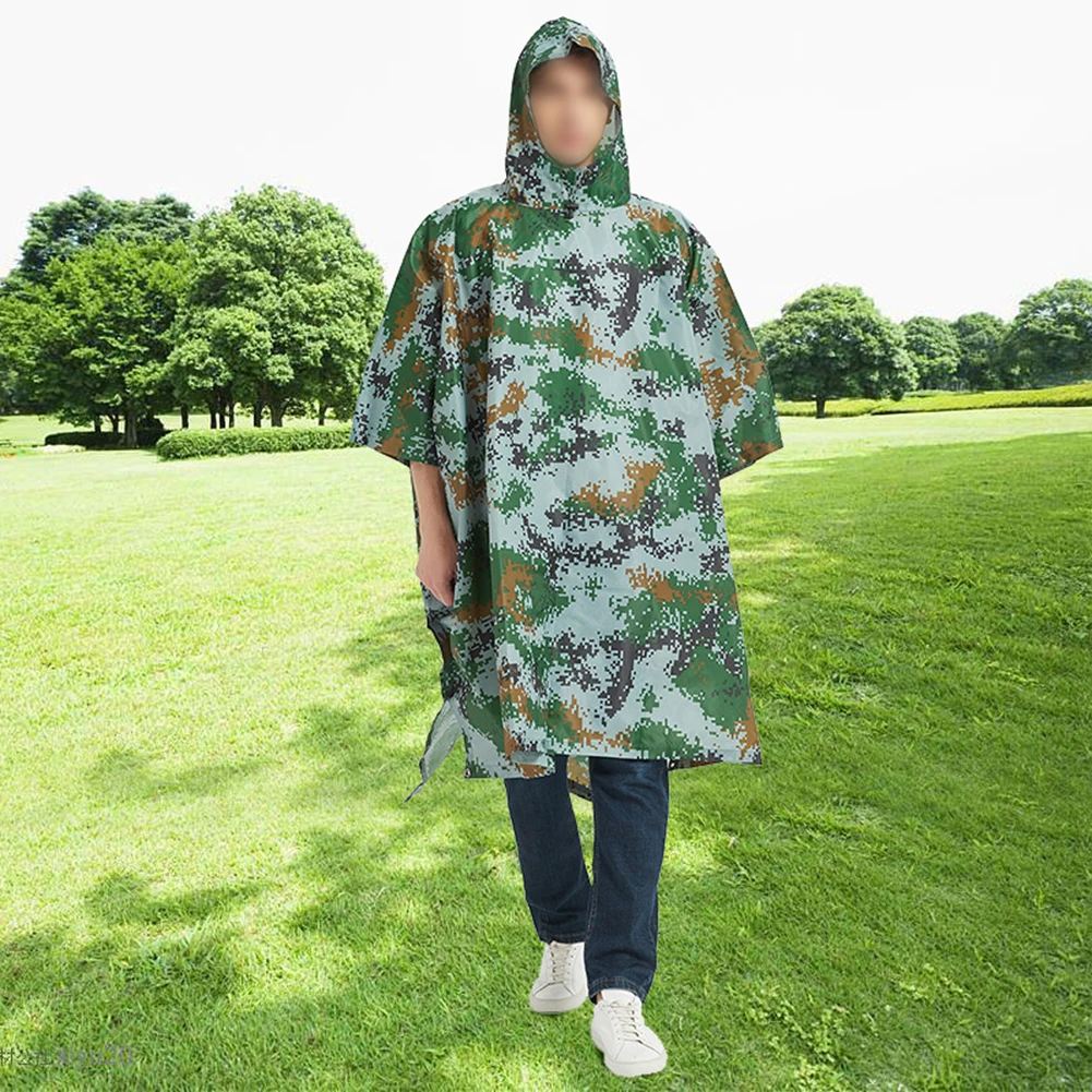 Camouflage Tear Resistant Raincoat Three In One For Moisture Proof Canopy With Elastic Cuffs For Mountaineering Fishing Camping