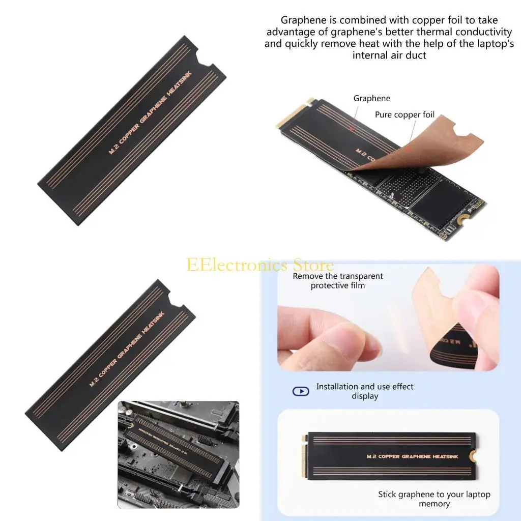 

B03C Медный радиатор NVME SSD Охлаждающий жилет Подставка для ноутбука Кулер для карт памяти Покрытие радиатора Термопрокладка