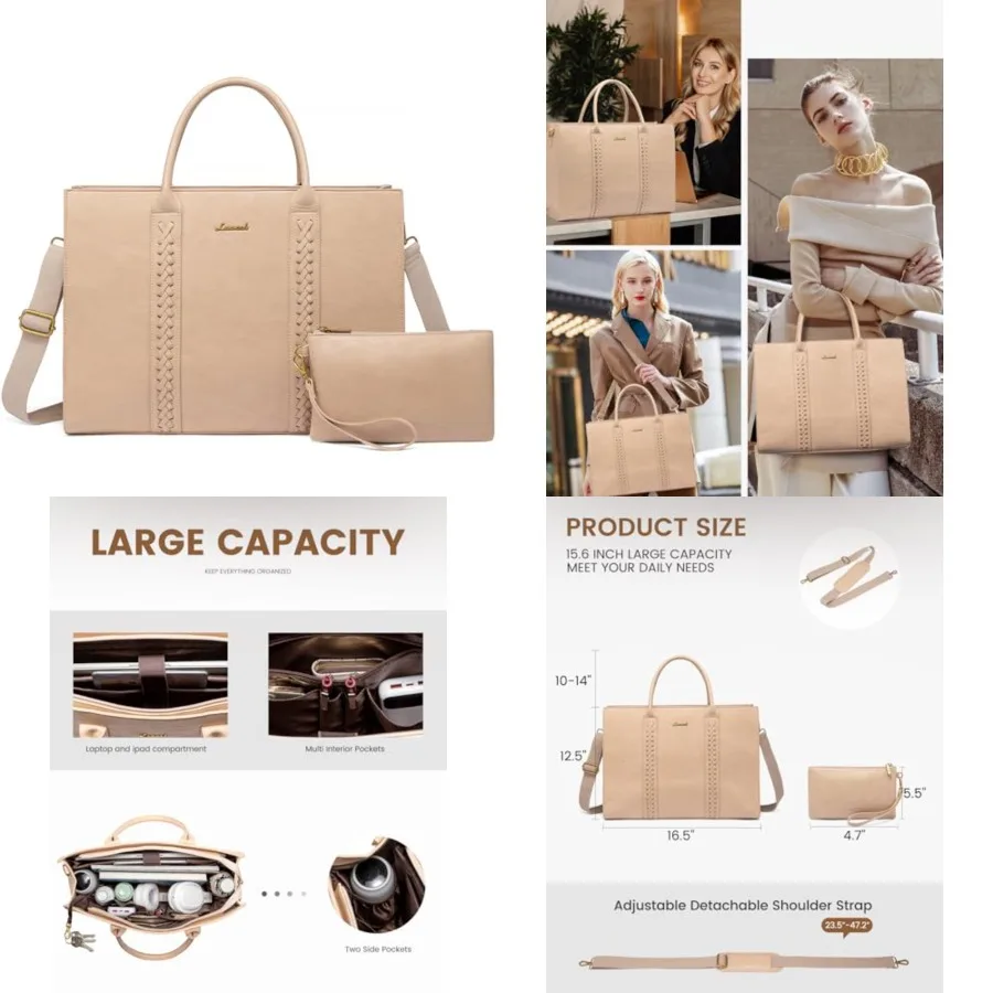 

Laptop Tote Bag for Women, Vintage Leather Work Bags Laptop Bag, Waterproof Computer Bag Busess Office Briefcase