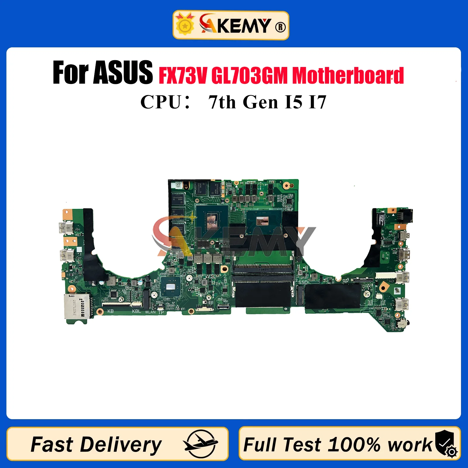 

GL703VM Laptop Motherboard For ASUS ROG Strix GL703V FX73V GL703GM Notebook Mainboard With I5 I7 CPU 100% tests OK fast shipping