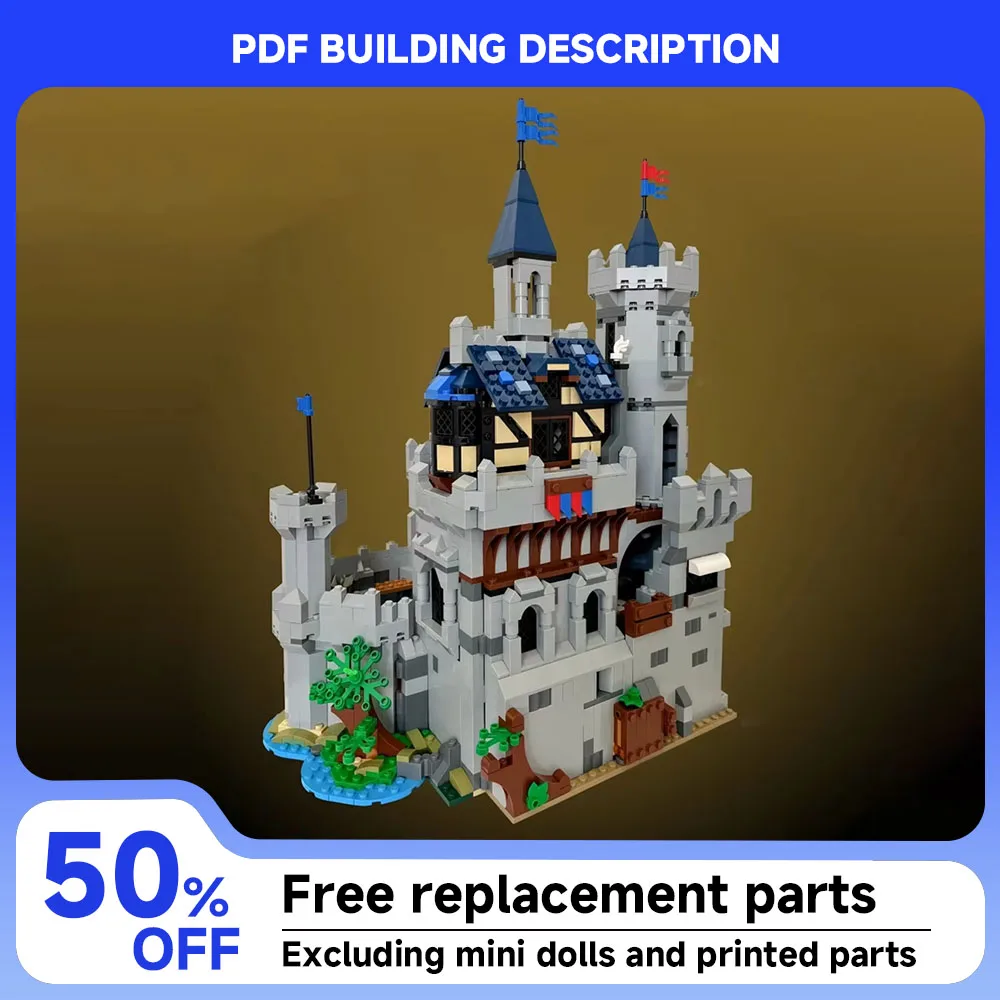 

2447 шт. MOC средневековая модель архитектуры рыцарь замок комбинированная крепость строительные блоки DIY сборка игрушки детский подарок для мальчиков