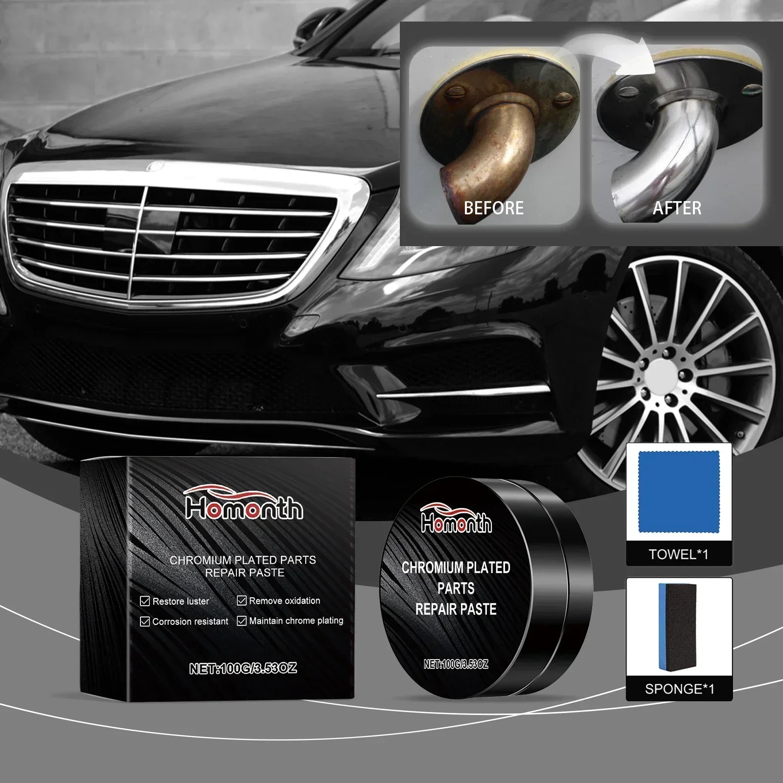 

QC19Универсальная паста для удаления окисления для автомобилей, металлических деталей велосипеда — просто наносится и протирать!