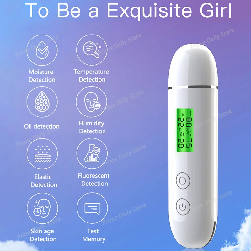 LCD Digital Smart Facial‑Skin Analyzer, Water‑Oil & Fluorescent‑Content Detector Pen, Portable Skin‑Care Accessory