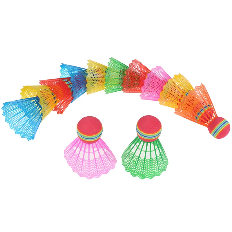 12 PCS Badminton EVA Rainbow Ball Head Nylon Badminton Feathers For Game Sport