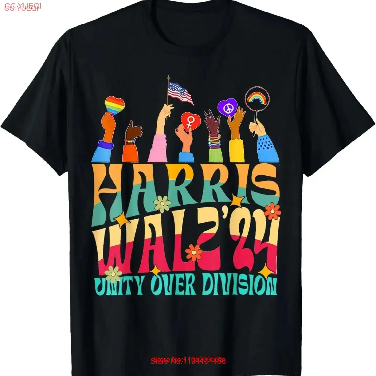 Harris Waltz 2024 Unity Over Division Vintage t-shirt vintage lavé unisexe étiré haut décontracté pour un usage quotidien légèrement
