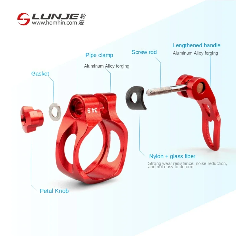 LUNJE Bicycle Seatpost Clamp Aluminium Quick Release Seatpost Clamp 31.8/34.9 MTB Rainbow Seatpost Clamp