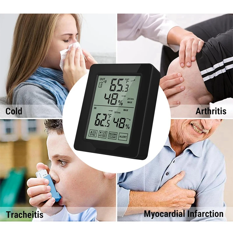 Indoor And Outdoor Digital Electronic Temperature And Humidity Meter With 1 Sensor Backlight Wireless Long-Distance