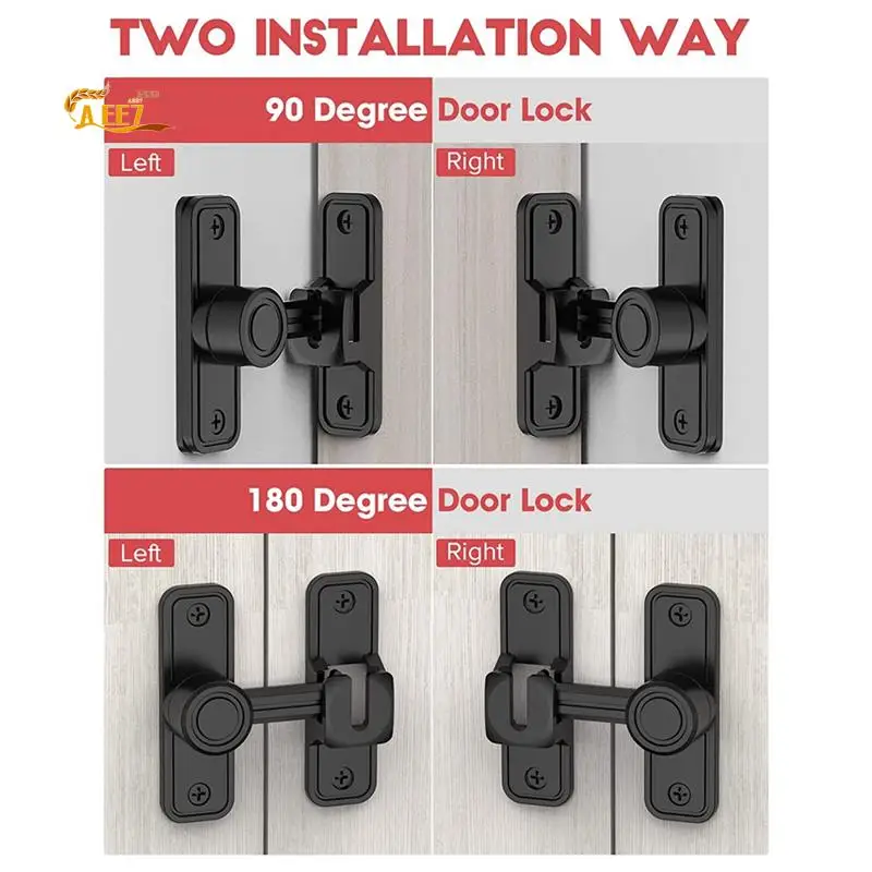 

AEE7-Heavy Duty Gate Latches 90 Degree Right Angle Barn Door Lock Anti-Theft Sliding Door Lock Latch For Garden