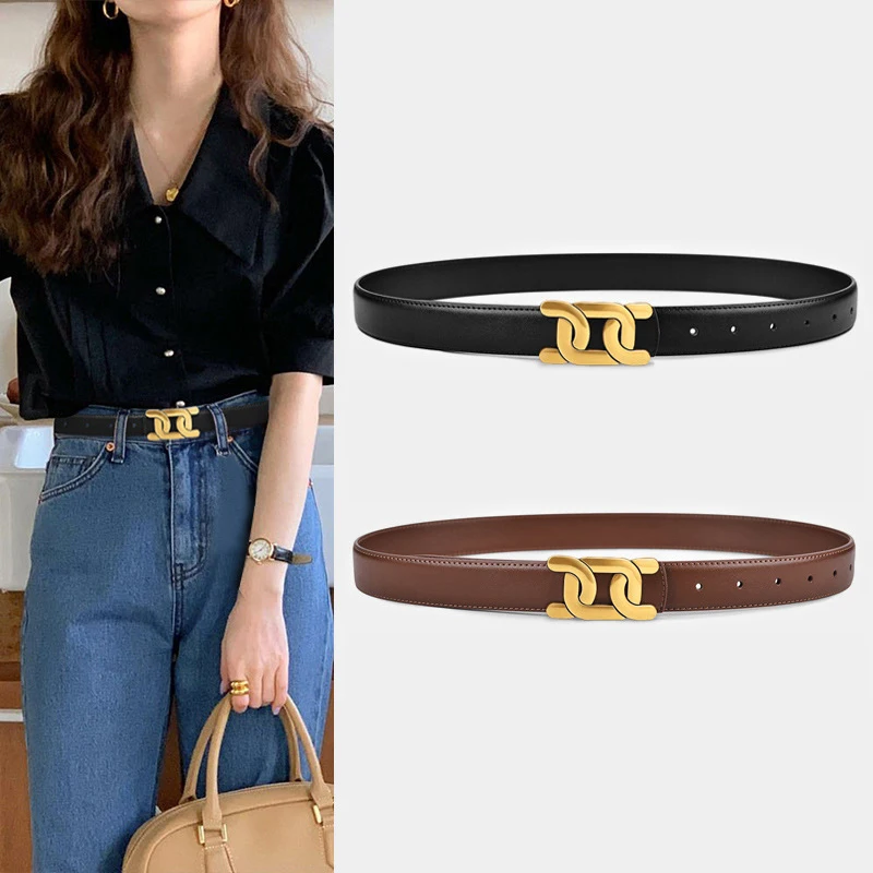 1Pcs Women\'s Retro Belt Alloy Buckle Fashion Belt Casual Jeans Belt High End Long Skirt Pants Belt