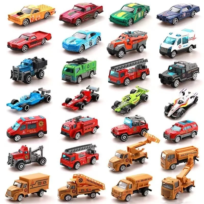 Children's multiple alloy rebound car toys mini cartoon inertia racing car models boys and girls' birthday gifts