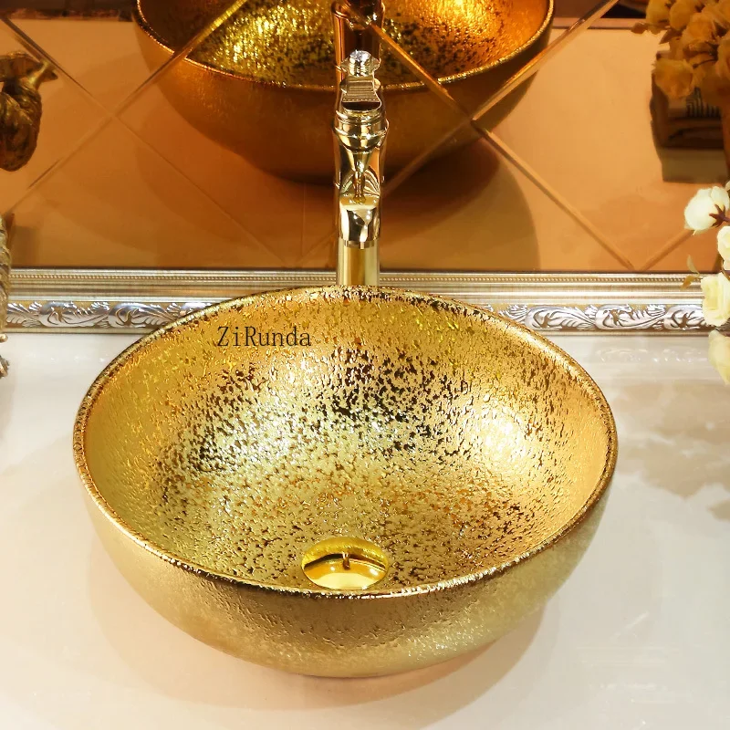 *Ceramic gold counter basin bathroom washbasin bathroom sink  basin