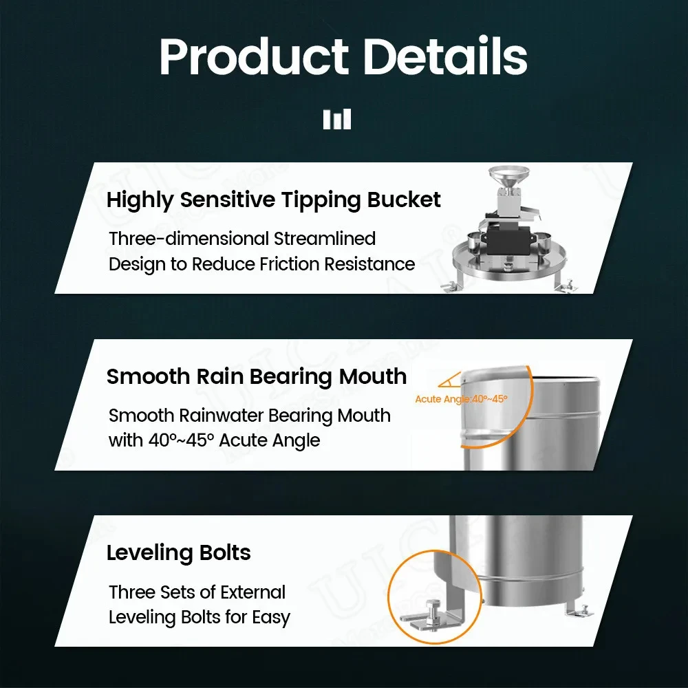 Imagem -05 - Monitor de Chuva Meteorológica com Visão Remota Transmissor Duplo Tipping Bucket Rain Gauge Monitoramento