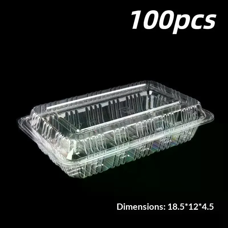 100PCS Transparent Disposable Food Container Tight‑Seal Crush‑Resistant One‑Time Packaging Box For Food Storage