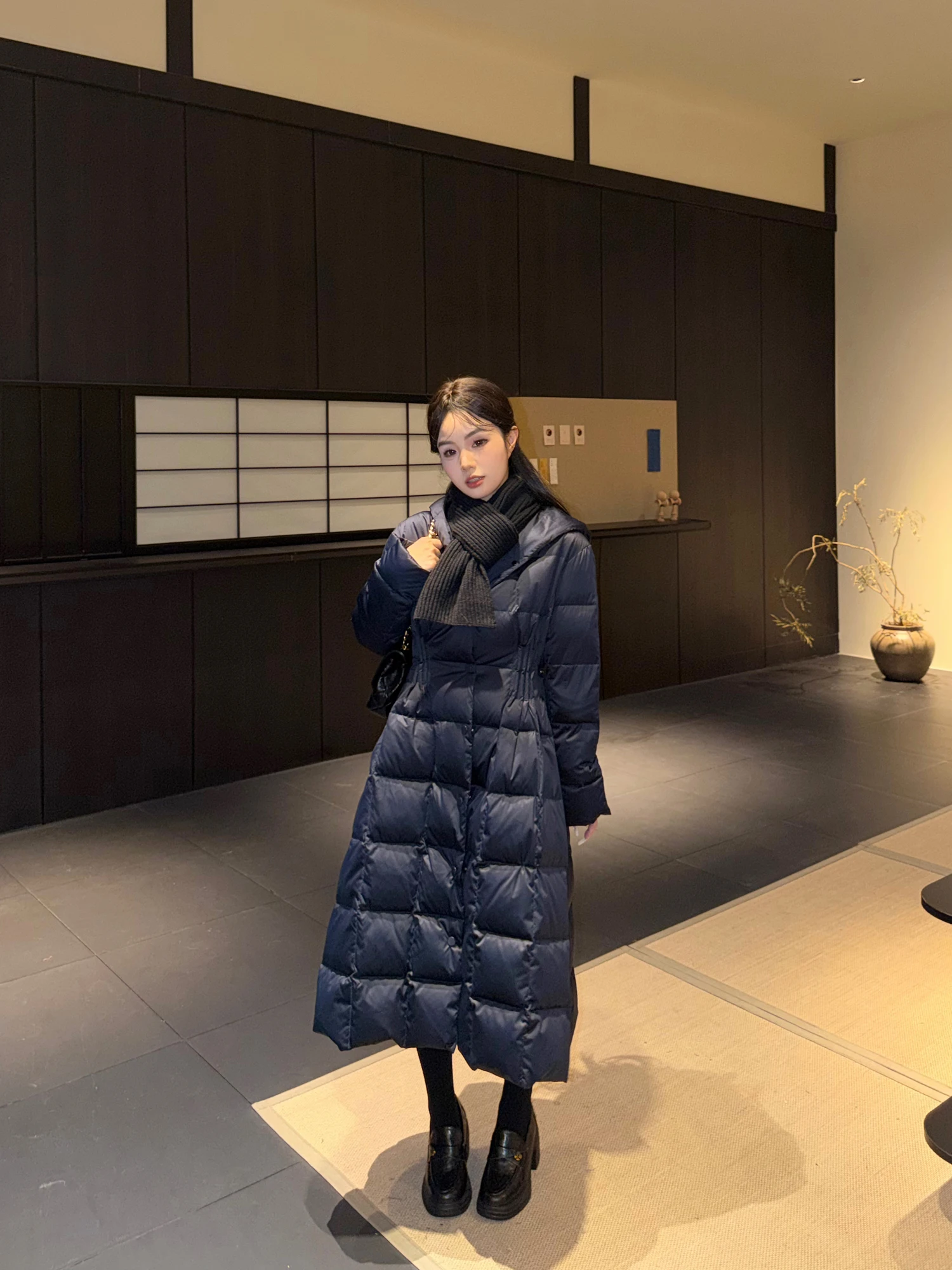 

Ele Long Women's down Jaet Ultra Wearable White Du down Waist-Cinching Winter Cozy-Fit Faionable Dani Winter