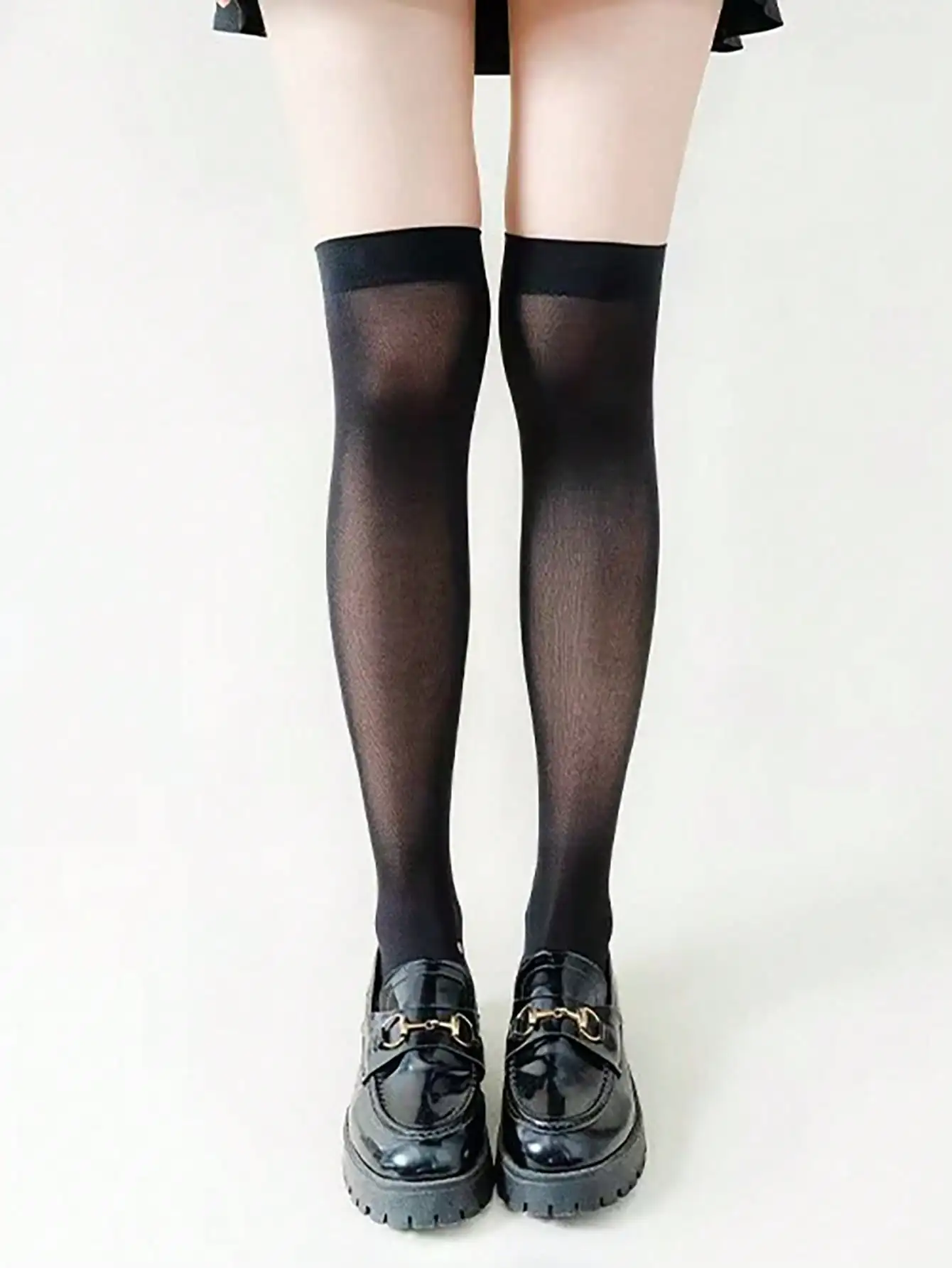 

Women's Ultra-Thin Black Sheer Knee-High Socks, Fashion Summer Stockings for School Girl Style