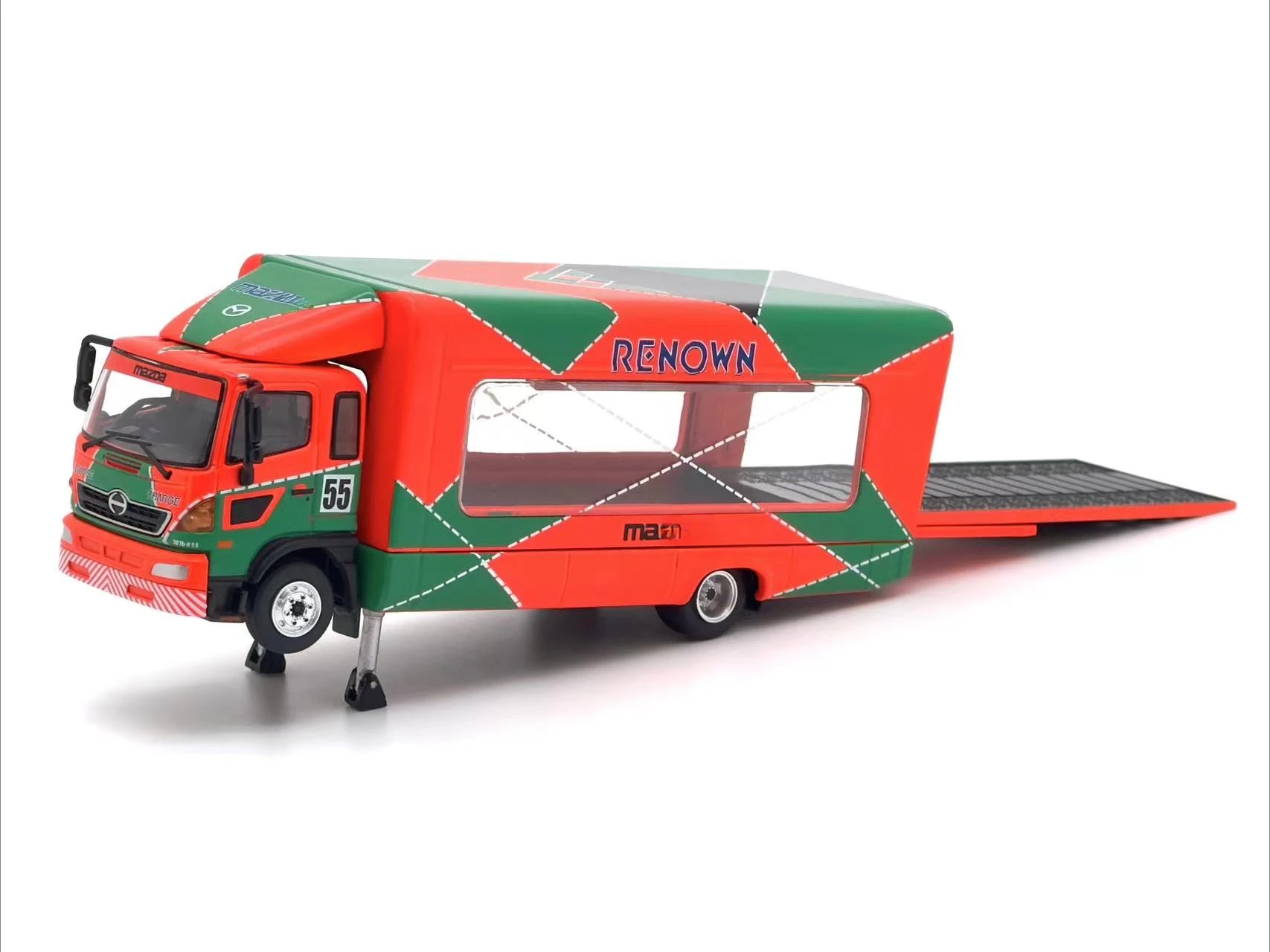 

**Preorder**Unique Model 1:64 HINO Ranger 500 Outriggers Raised Truck Orange Green Model Car