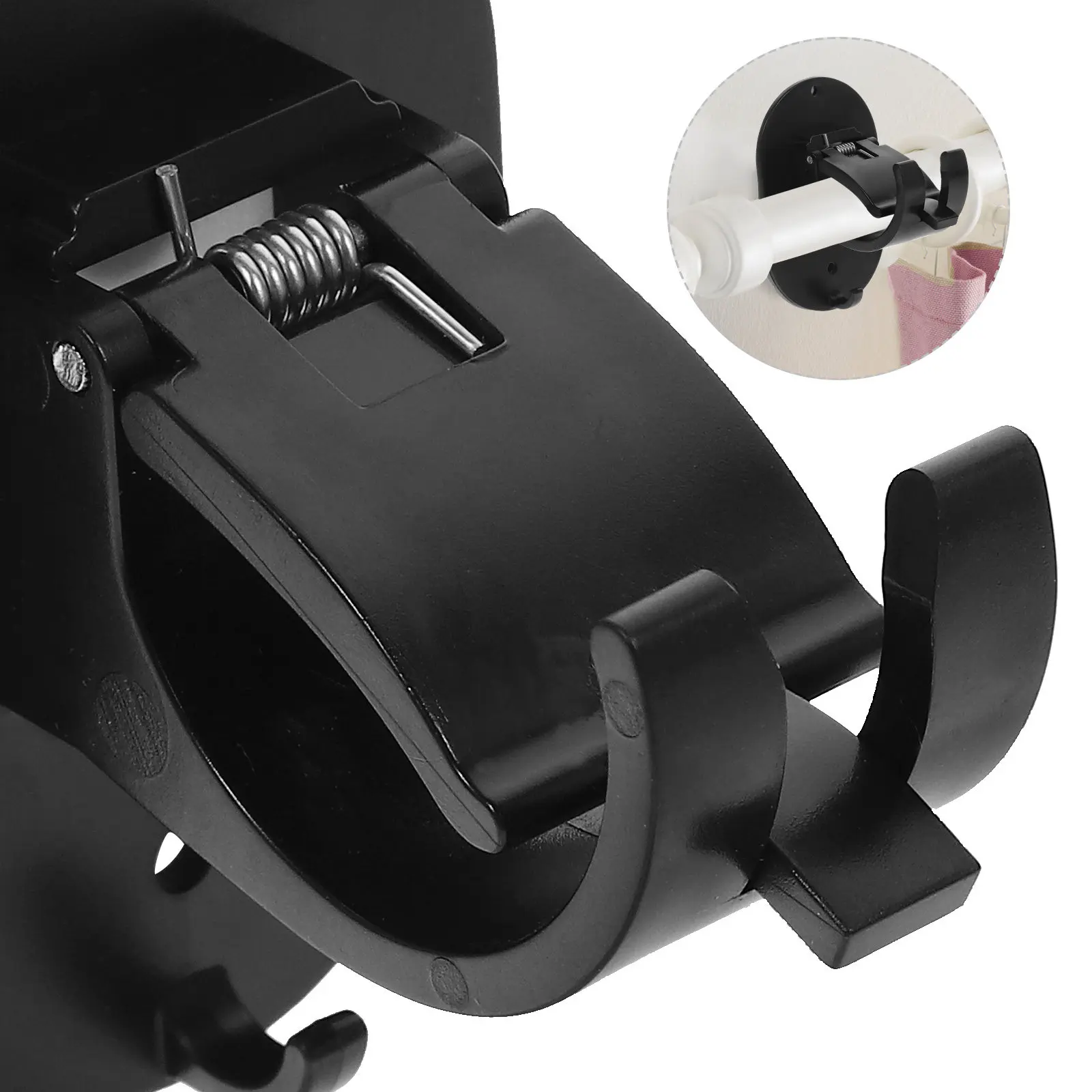 Curtain Rod Brackets 2 Pack No Drill Adhesive Adjustable Holders Strong Wall Mount Clips for Home